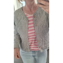 Vendbar Quiltet patchwork Jakke, hvid/sort