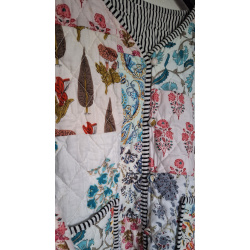 Vendbar Quiltet patchwork Jakke, hvid/sort