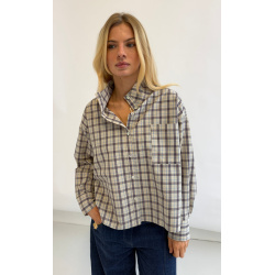 JESSIE check blue shirt, ternet skjorte, Continue