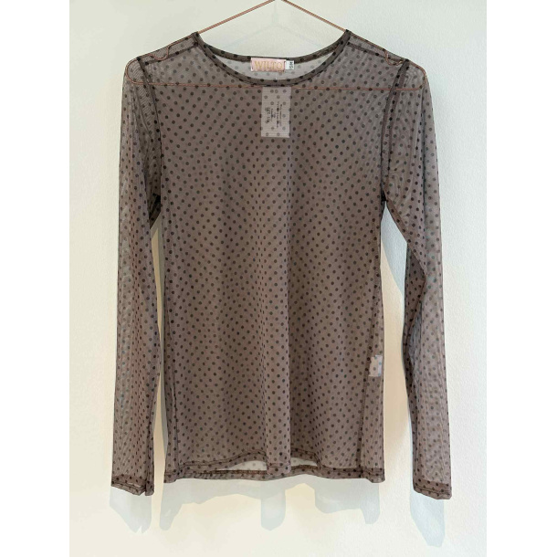 Mesh bluse, Brun dot