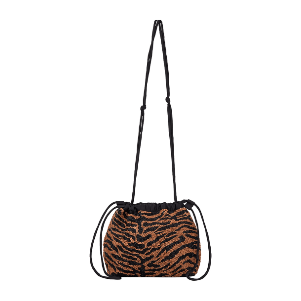 TIGAREA giana Taske, h�ndsyet perle taske med tiger striber