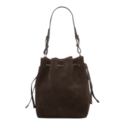 SUEDE BUCKET BAG, chocolate