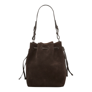 SUEDE BUCKET BAG, chocolate