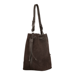 SUEDE BUCKET BAG, chocolate