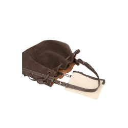 SUEDE BUCKET BAG, chocolate