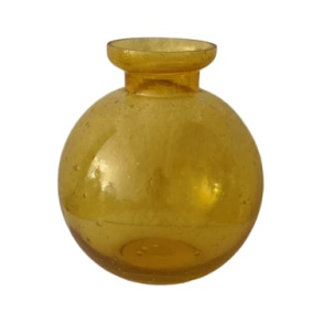 Gul Vase, genbrugsglas, 11 cm